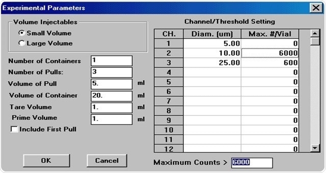 AccuSizer software setup for USP <788/>