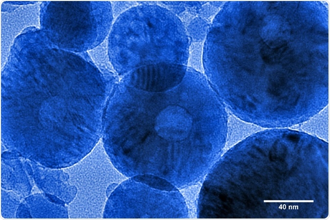 Several Titanium nanoparticles as seen in Transmission Electron Microscope. Image Credit: Georgy Shafeev / Shutterstock