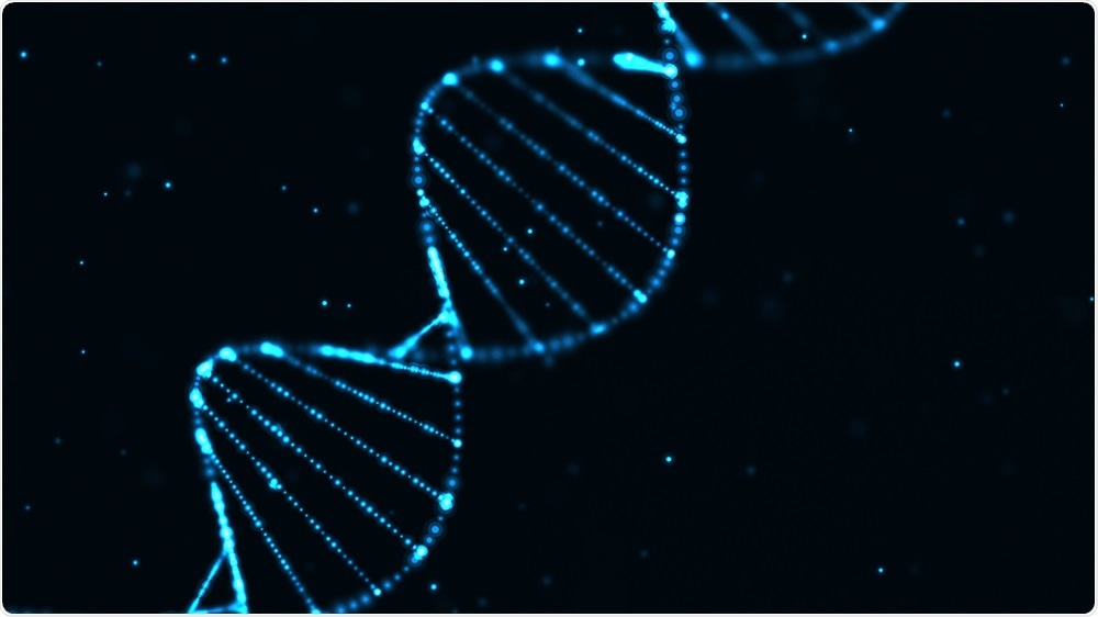 DNA double helix - blue - illustration by your