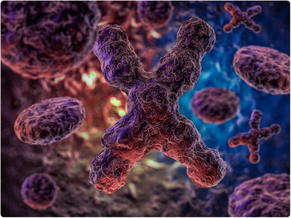 Chromosomes with mutations on dark background