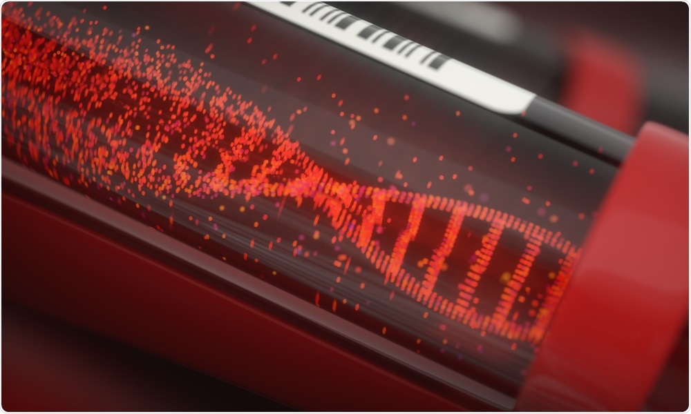 Illustration of DNA in blood - test tube