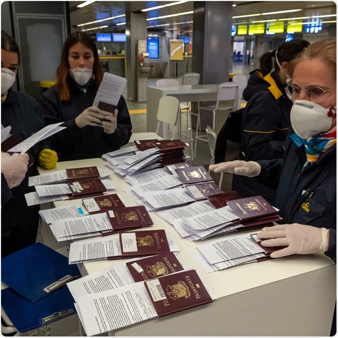 Somma Lombardo, Italy, 03/27/2020, Terminal 2 Malpensa airport during the coronavirus covid-19 outbreak. Image Credit: Marco Solbiata / Shutterstock