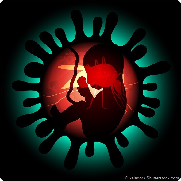 zika virus infection and pregnancy illustration with embryo and mosquito