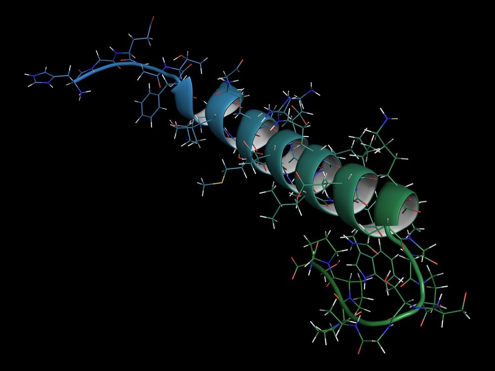 3D rendering of Exenatide diabetes drug molecule